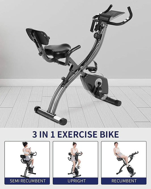 Folding Magnetic Upright Exercise Bike with Pulse Sensor and LCD Monitor
