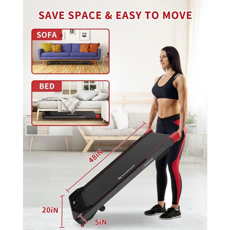 Under Desk Treadmill, Small Treadmill 2.5HP Electric Treadmill, Electric Running Machine Walking Jogging Machine