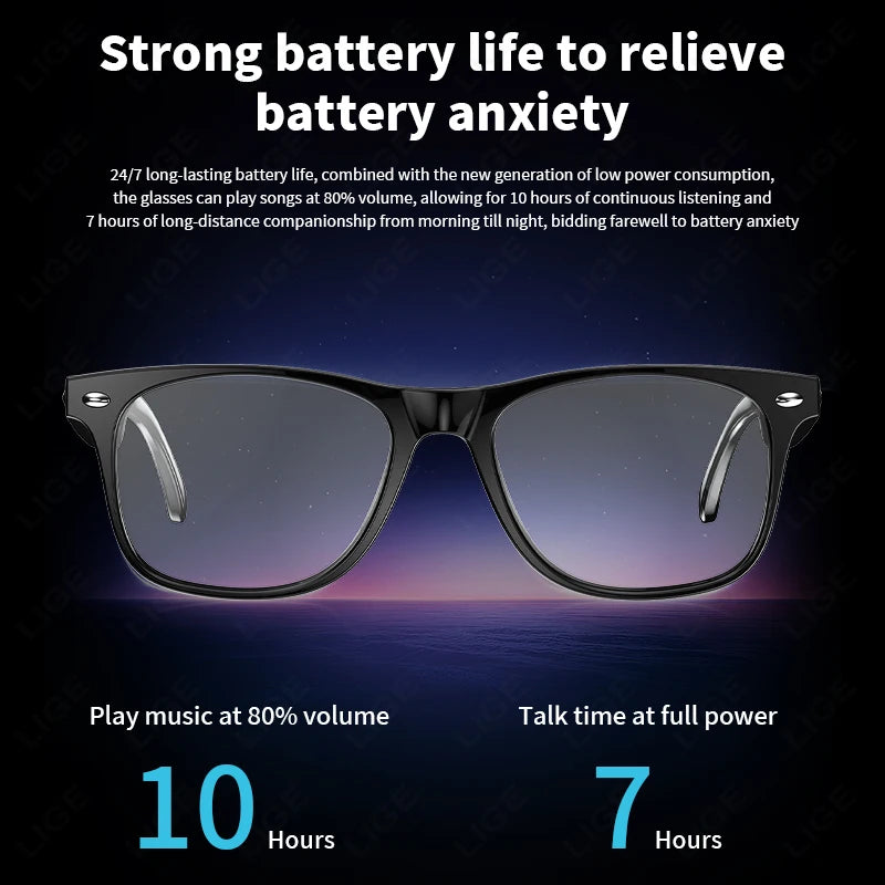 Smart Glasses: Wireless Bluetooth with Mic, Speakers, Touch Control, Voice Assistant & Translation.