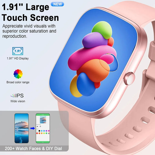 1.91" Smartwatch (Answer/Make Call), IP68 Waterproof, Fitness Tracker, 110+ Sport Modes, Heart Rate and Sleep Monit