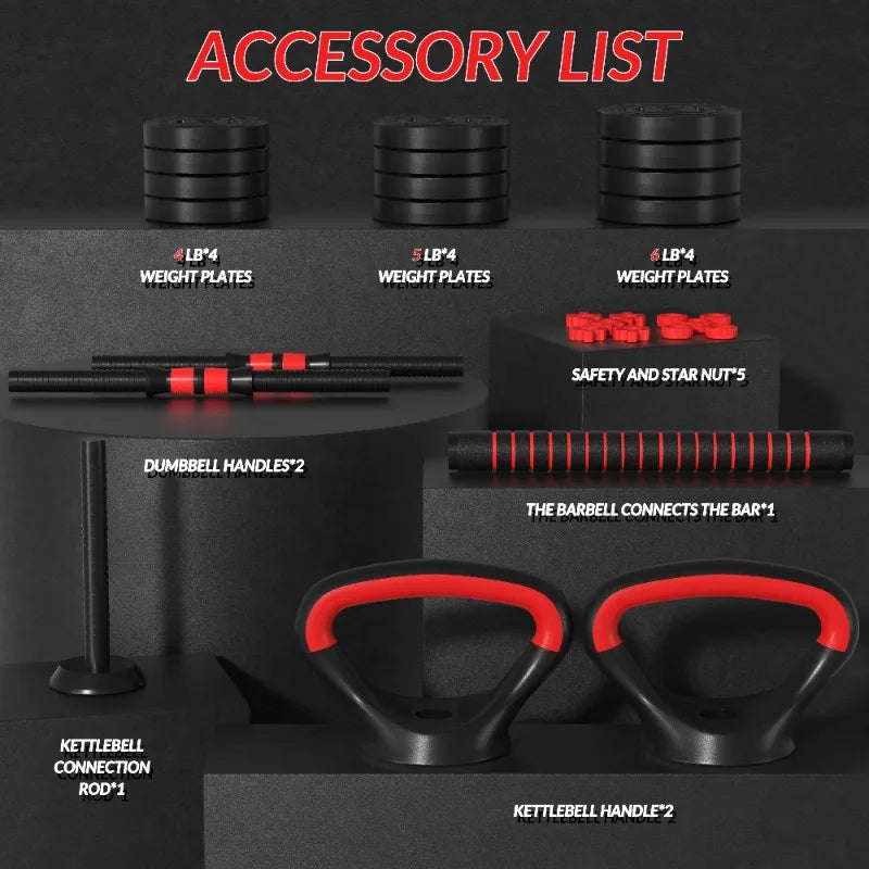 BalanceFrom 4-in-1 Adjustable Dumbbell/Barbell/Kettlebell Set: Versatile strength training for your home gym.