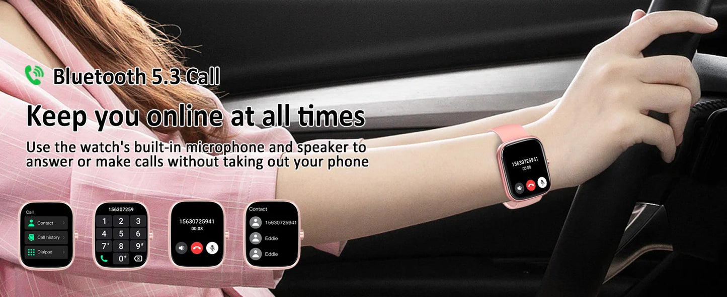1.91" Smartwatch (Answer/Make Call), IP68 Waterproof, Fitness Tracker, 110+ Sport Modes, Heart Rate and Sleep Monit