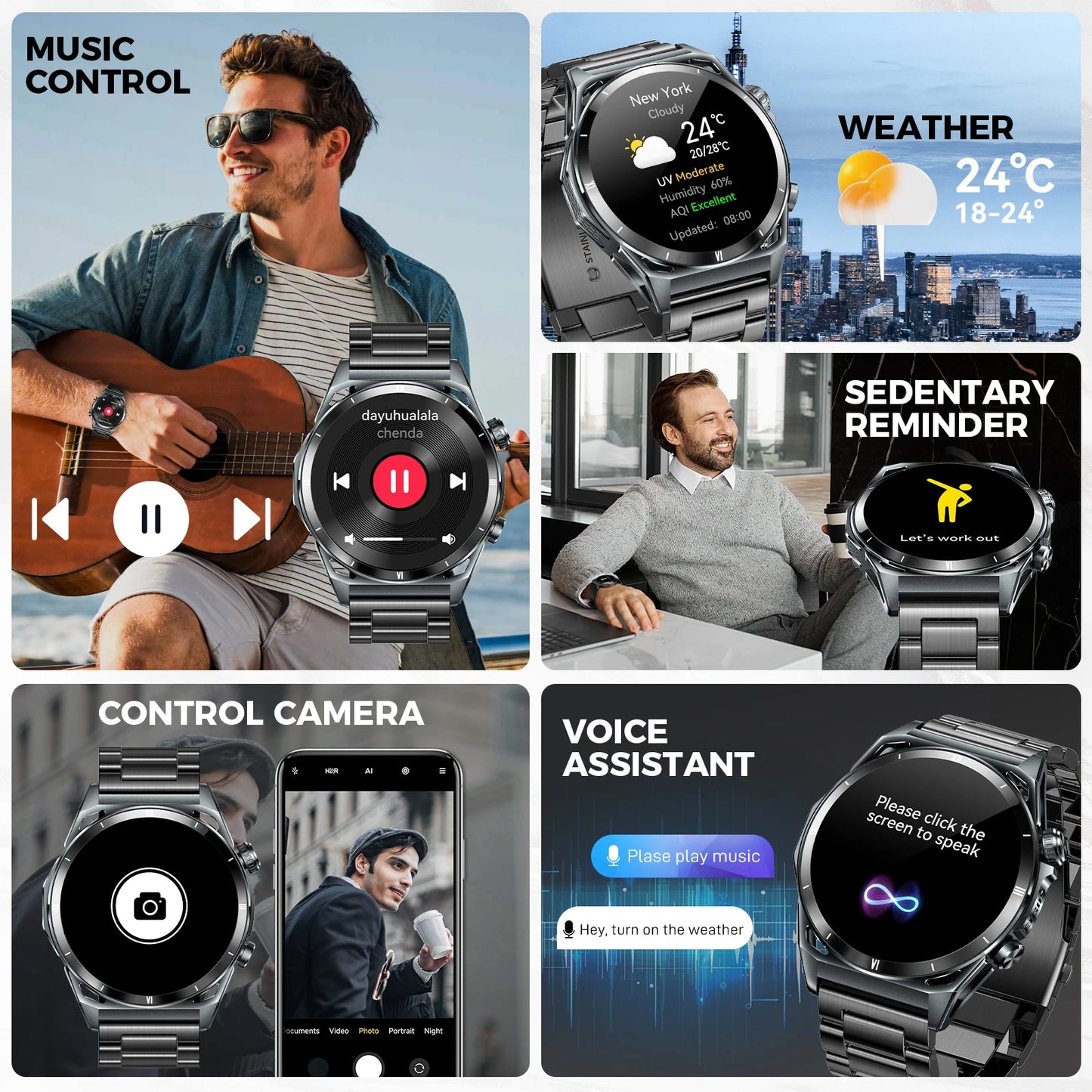 New Smart Watch KE6 1.43" AMOLED Display Men Black Sports Watch, KE Series Bluetooth, Call Health Monitor, IP68 Waterproof