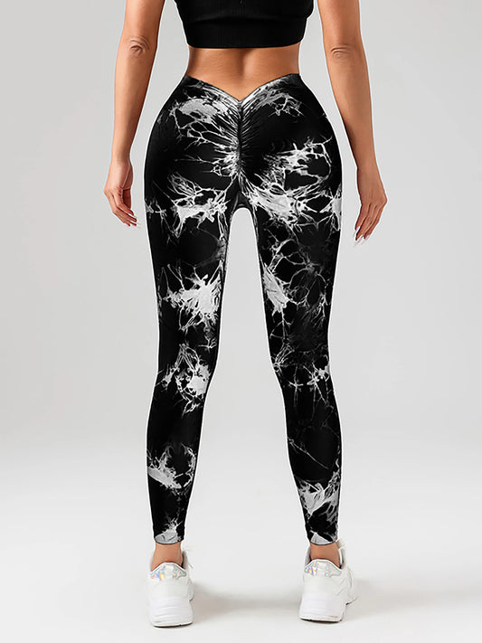 US Local Women‘s Spandex, Tie Dye Scrunch Butt Lifting V Back Leggings, Buttery Soft High Waist Booty Yoga Pants