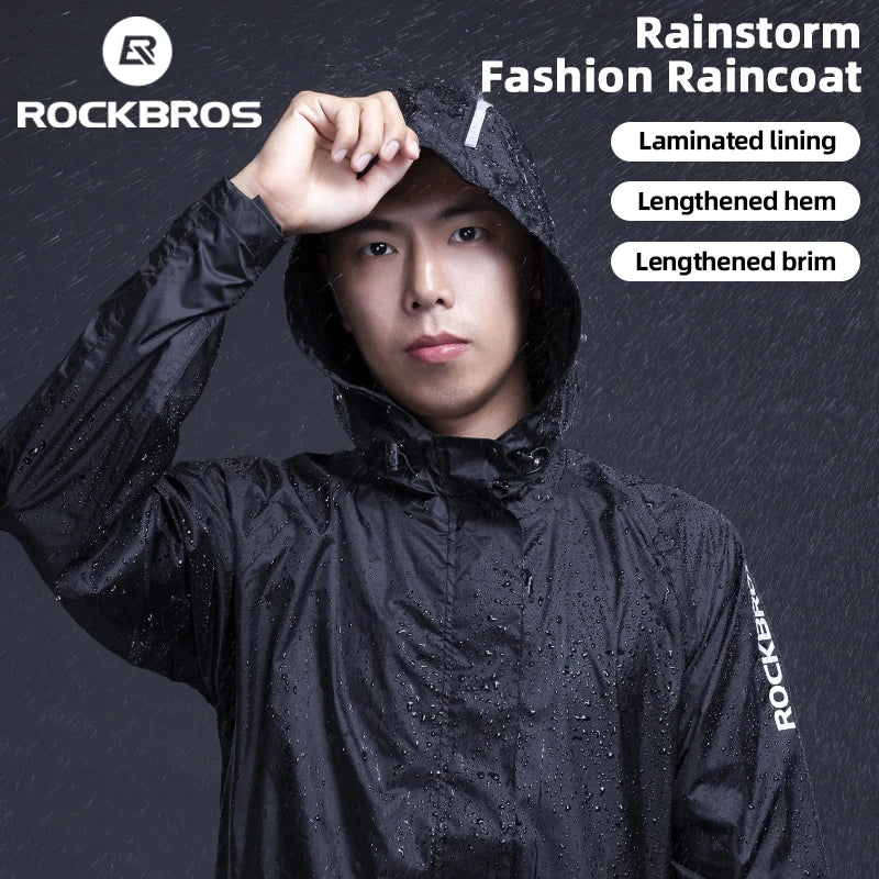 ROCKBROS Men’s Waterproof Cycling Rain Jacket – Breathable, Reflective Hooded Windbreaker (European Sizing)