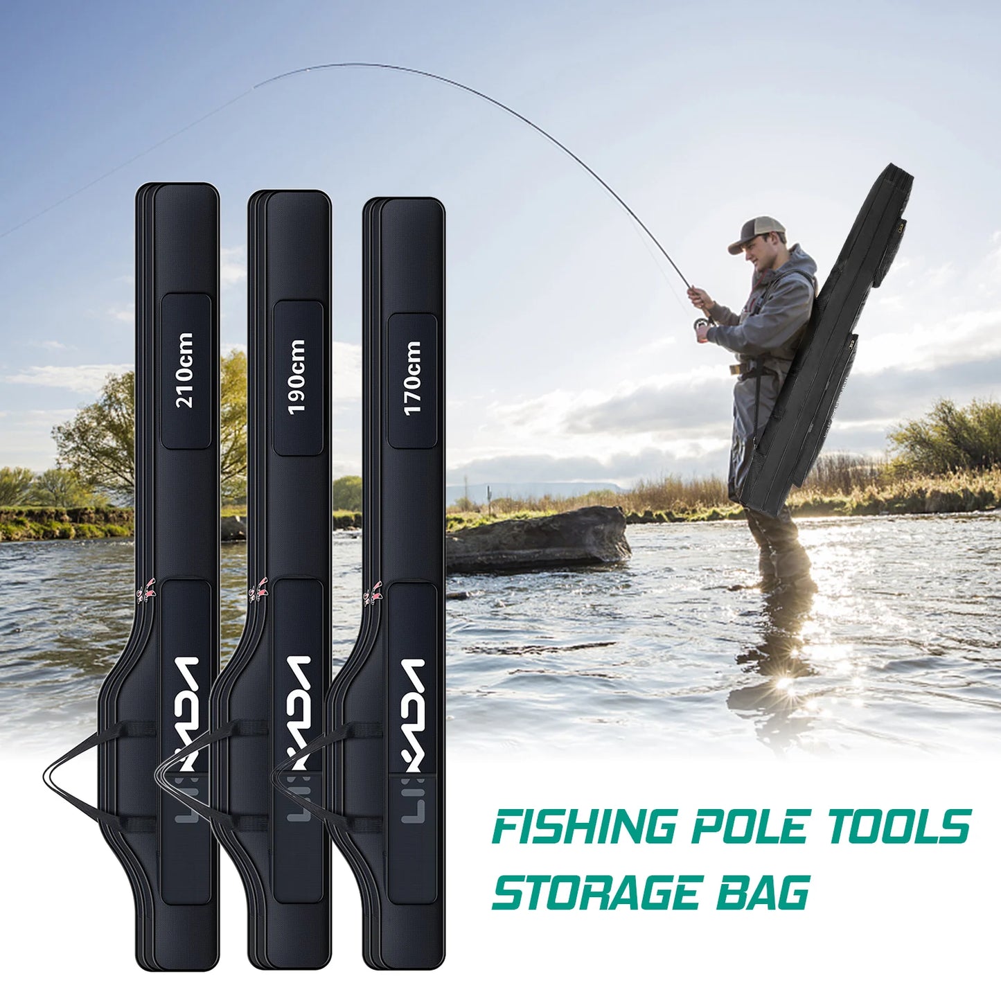 Folding Fishing Rod & Reel Bag – 170/190/210cm Oxford Carry Case