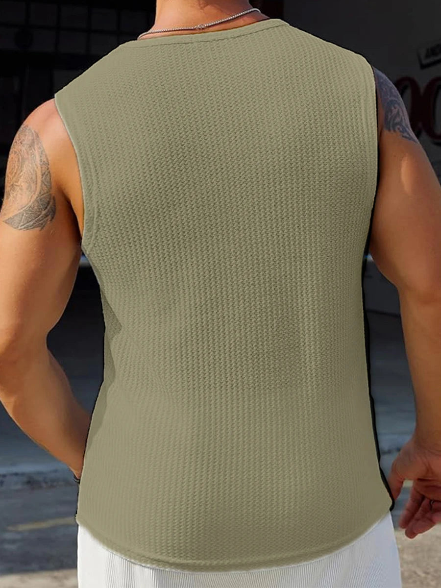 Men’s Ribbed Knit Tank Tops – Solid Color Sleeveless Workout Shirts