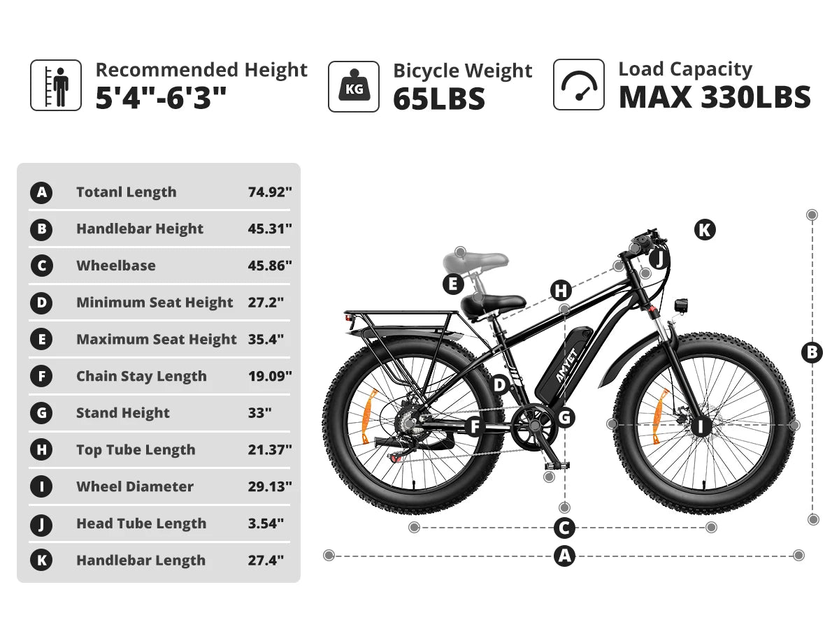 EB26 Electric Bike: 26" Fat Tire Mountain E-Bike, 1500W Peak Motor.
