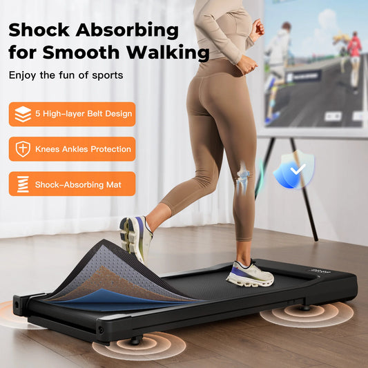 Under desk treadmill: 2.5HP motor, remote, LED display. Home/office.