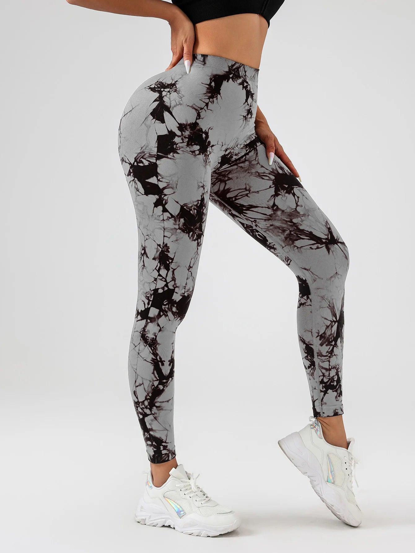 US Local Women‘s Spandex, Tie Dye Scrunch Butt Lifting V Back Leggings, Buttery Soft High Waist Booty Yoga Pants