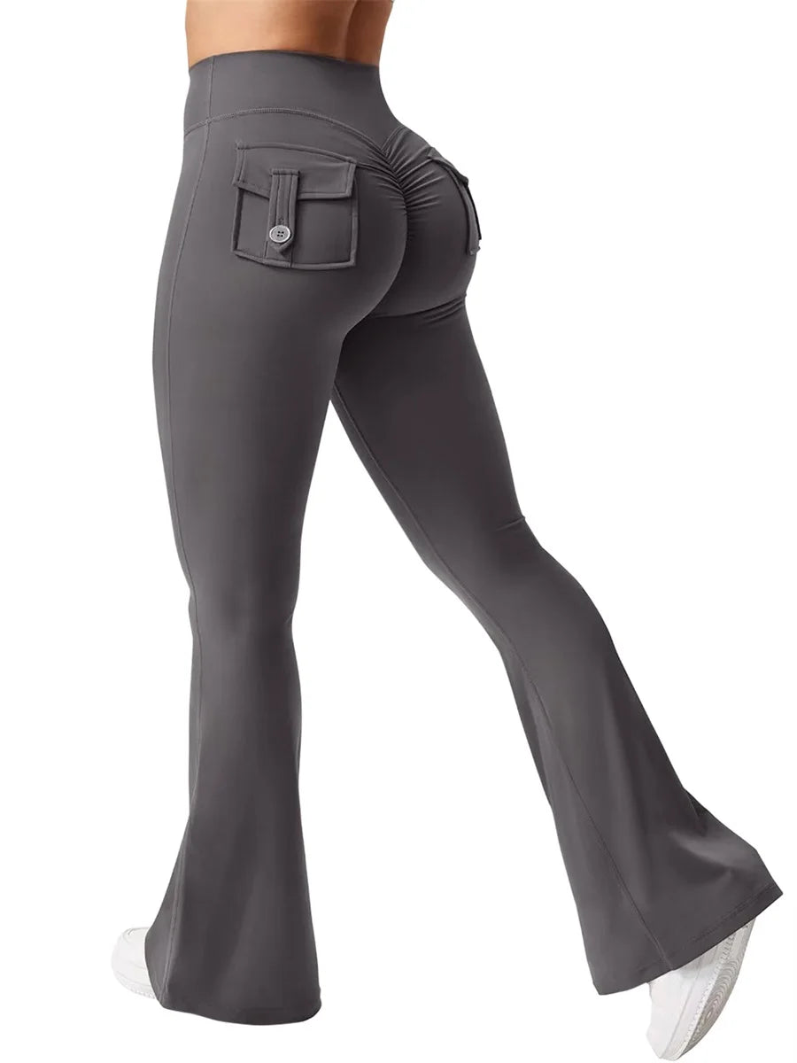 Women s High Waist Yoga Leggings with Pockets, Tummy Control Workout Running Pants, Stretchy Booty Leggings