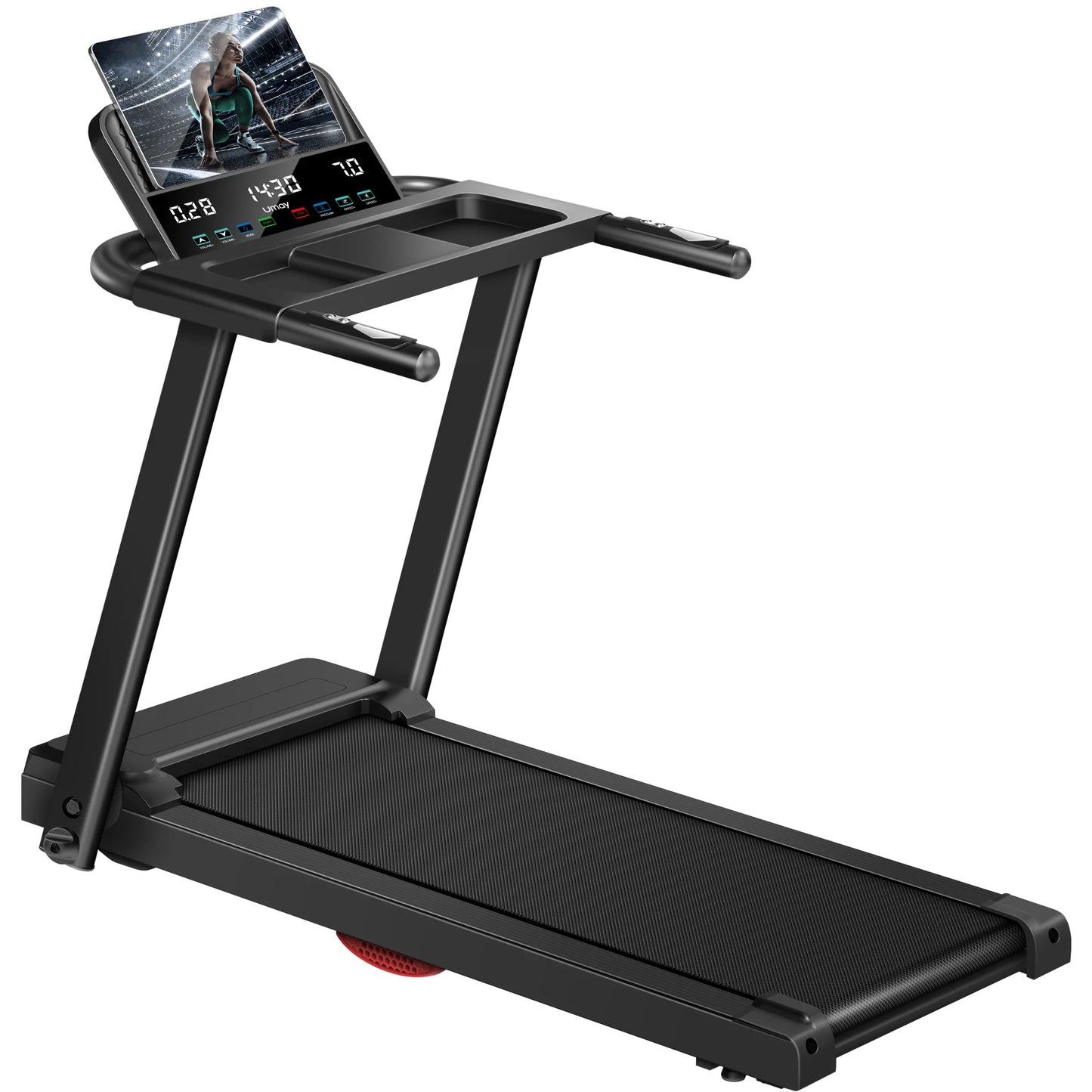 3.0HP Brushless Folding Treadmill | 300 lb Capacity | Heart Rate Monitor & Dual Shock Absorption | Cup/Phone Holder | Quiet Operation