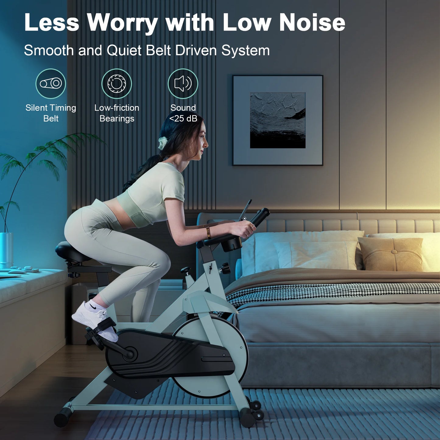 Superun Exercise Bike: 32-Level Resistance, Low Noise, Ideal for Home Workouts.