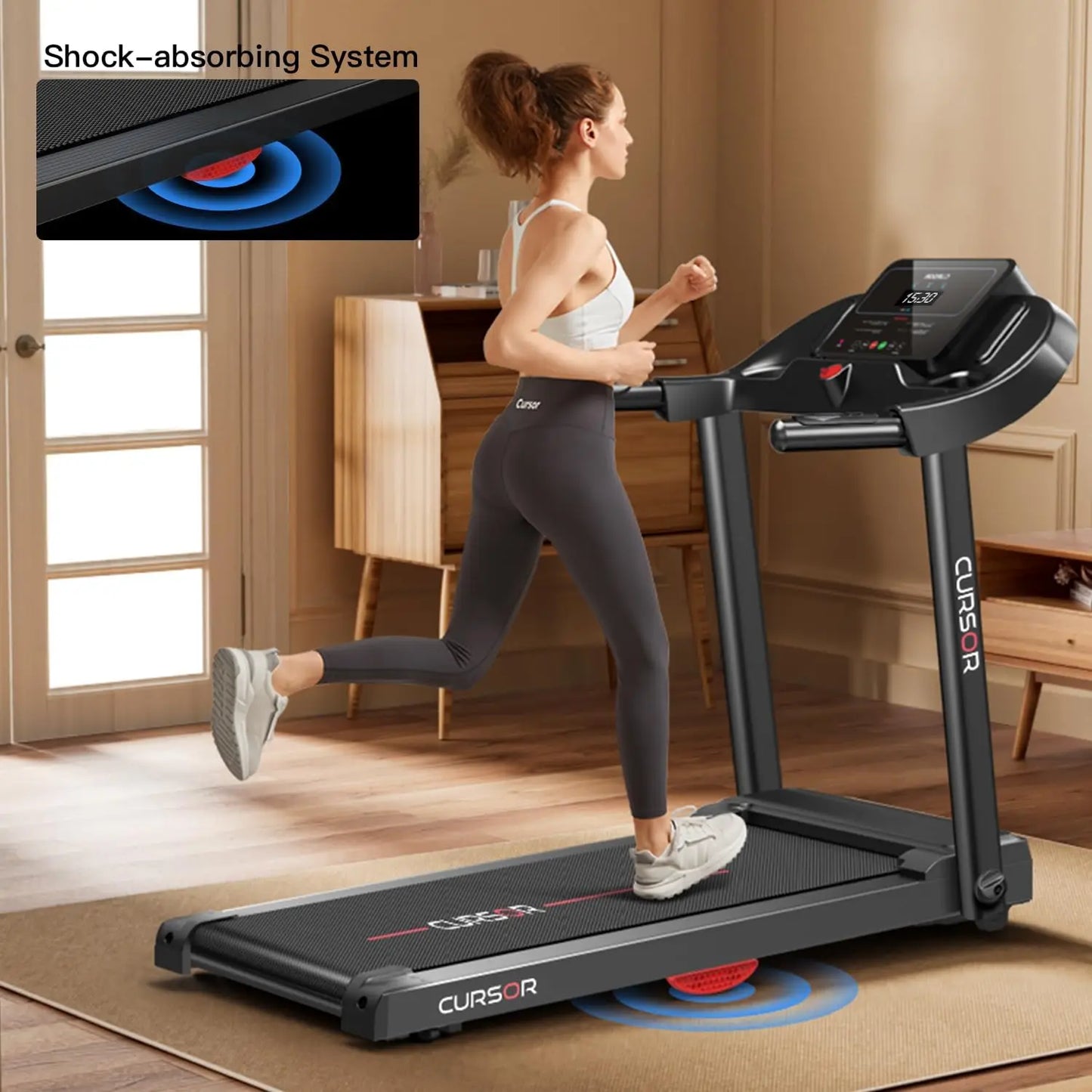 Folding Home Treadmill with Pulse Sensors, 2.5 HP Quiet Brushless Motor, 7.5 MPH, 265 lbs Capacity