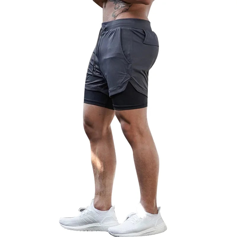Men’s 2-in-1 Quick-Dry Running Shorts – Workout, Gym, Beachwear