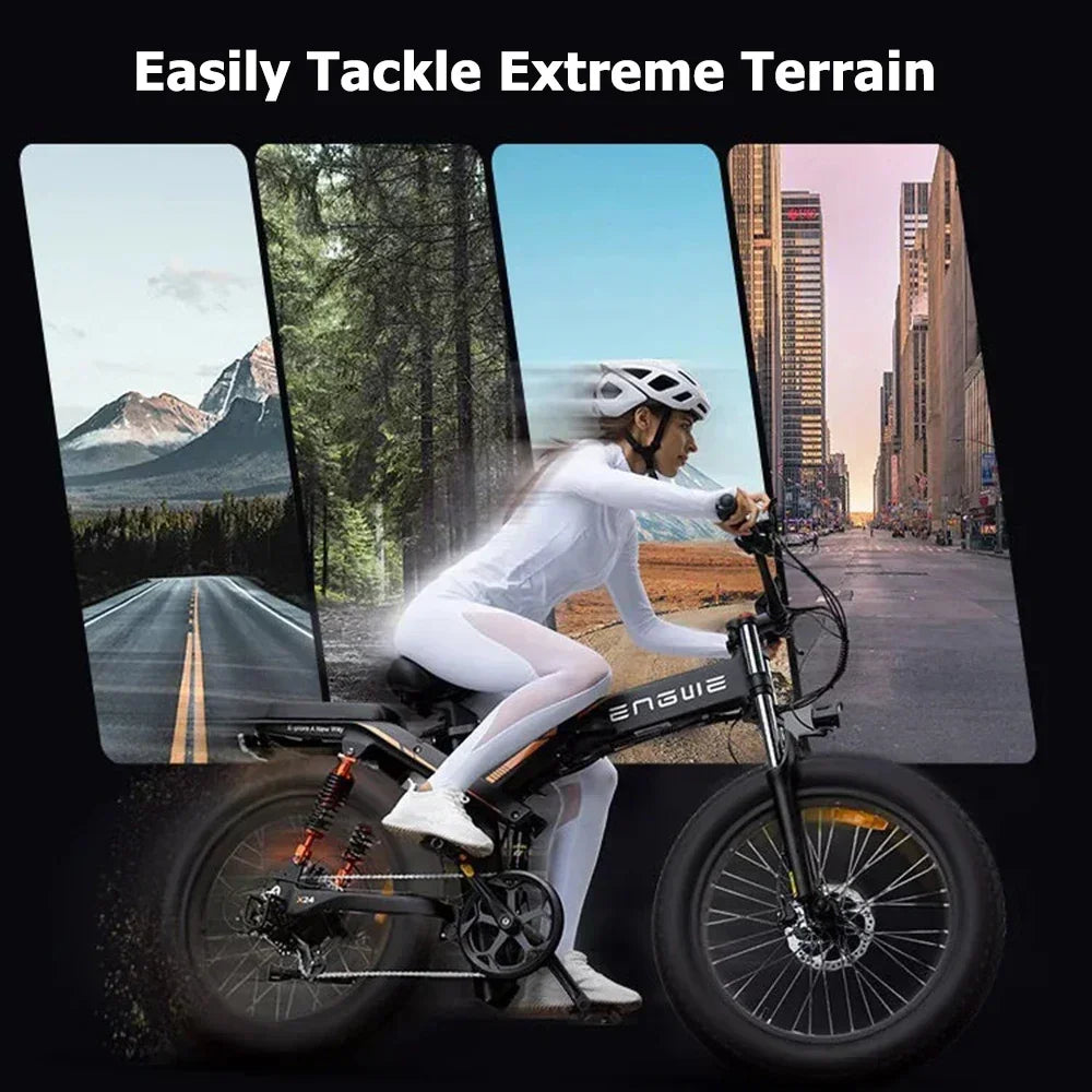1200W 48V Folding Electric Mountain Bike – X26/X24/X20 Series, 26" Fat Tire E-Bike for Urban Commuting