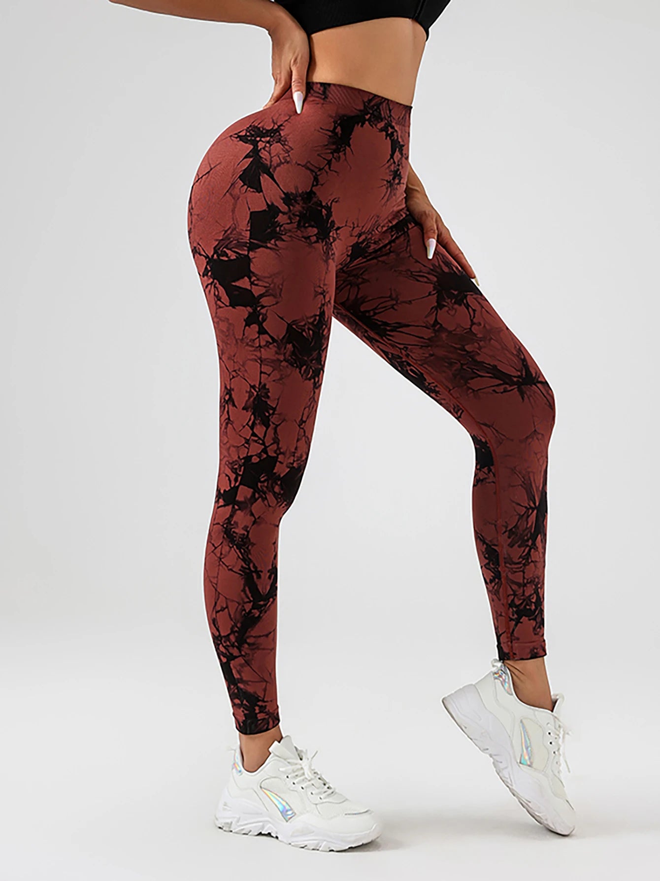 US Local Women‘s Spandex, Tie Dye Scrunch Butt Lifting V Back Leggings, Buttery Soft High Waist Booty Yoga Pants