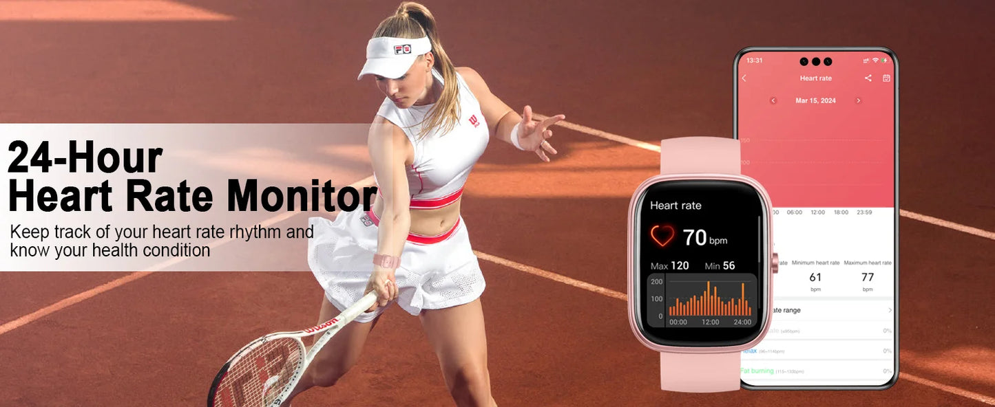 1.91" Smartwatch (Answer/Make Call), IP68 Waterproof, Fitness Tracker, 110+ Sport Modes, Heart Rate and Sleep Monit