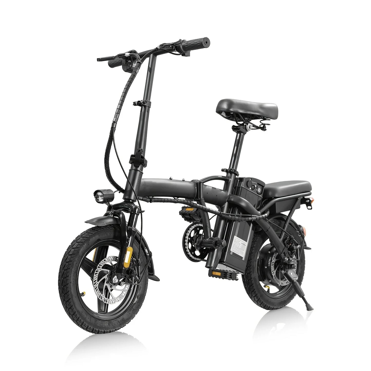 Adult folding basket electric bicycle, 400W high-speed 48V detachable battery, 14 inch front and rear double brake electric bicy