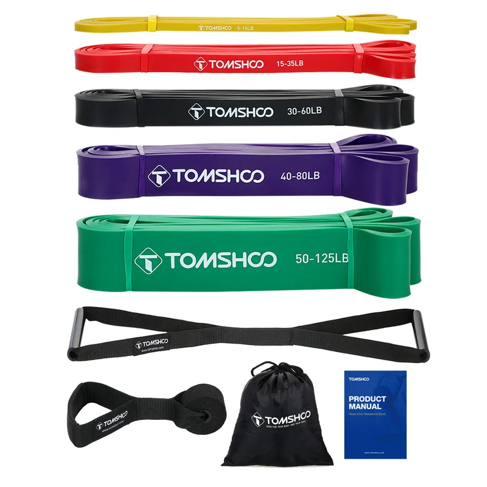 Pull-Up Assist Resistance Band Set - Powerlifting & Stretch Bands with Door Anchor, Handles & Armband