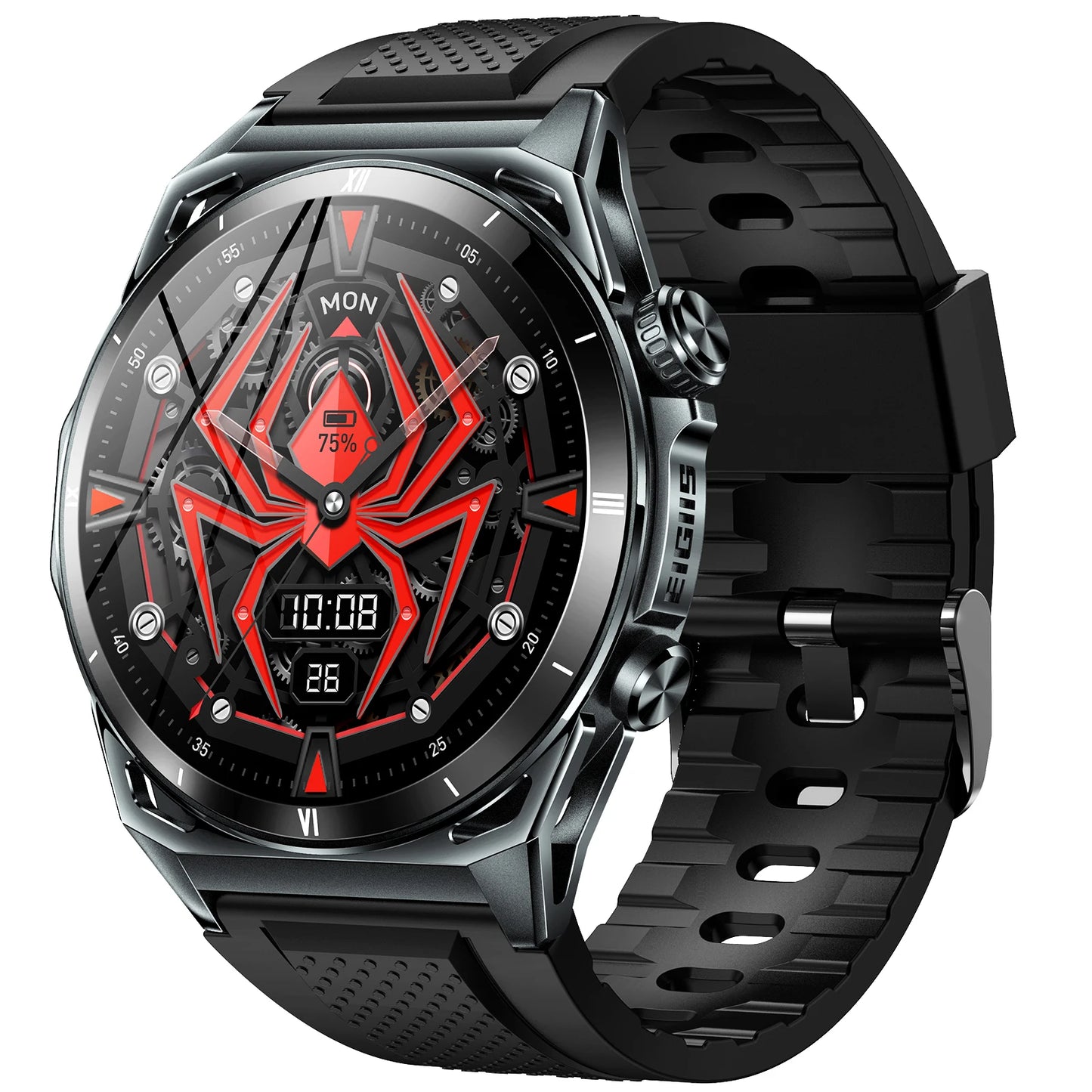New Smart Watch KE6 1.43" AMOLED Display Men Black Sports Watch, KE Series Bluetooth, Call Health Monitor, IP68 Waterproof