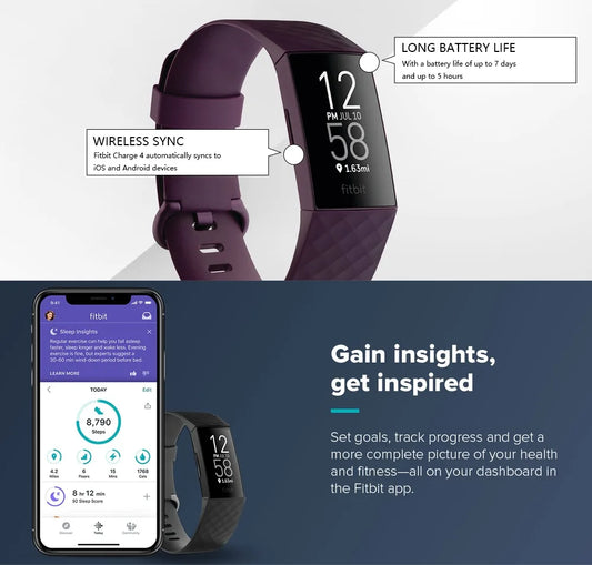 New Original Fitbit Charge 4 Fitness and Activity Tracker GPS Heart Rate Tracker Monitor Smart Watch