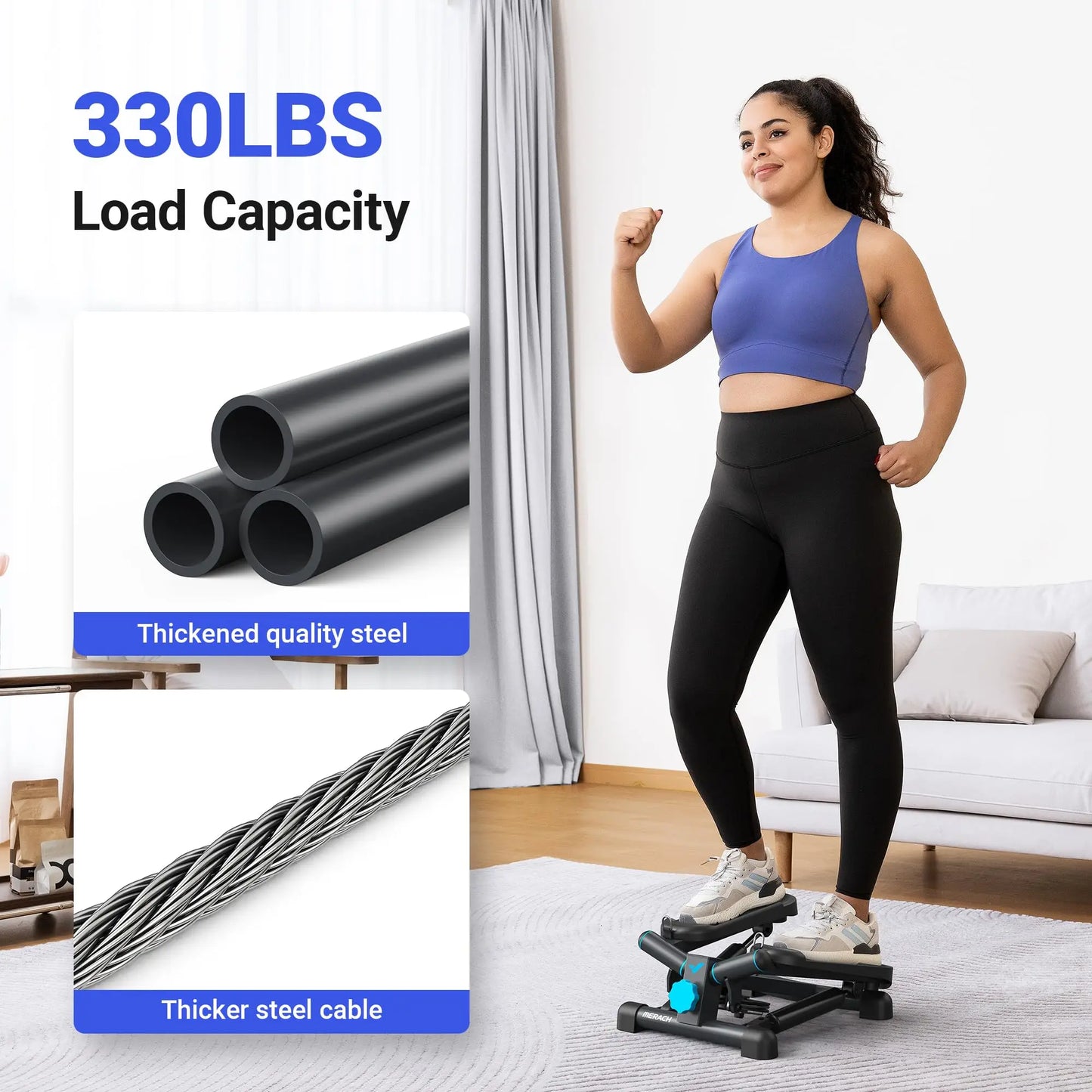 Mini Stepper with Resistance Bands – Twist Stair Stepper for Home Fitness