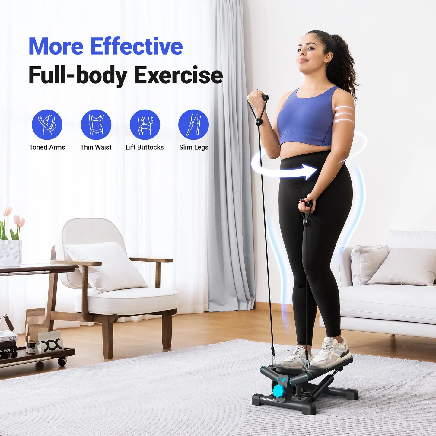Mini Stepper with Resistance Bands – Twist Stair Stepper for Home Fitness
