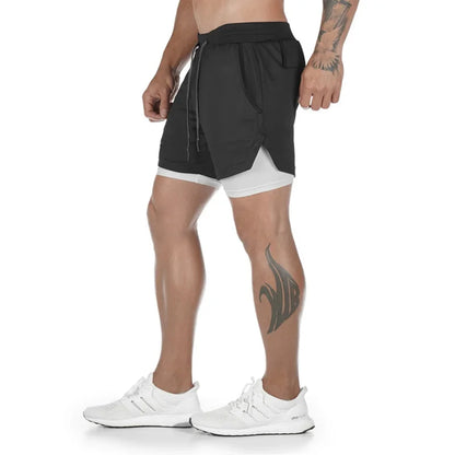 Men’s 2-in-1 Quick-Dry Running Shorts – Workout, Gym, Beachwear