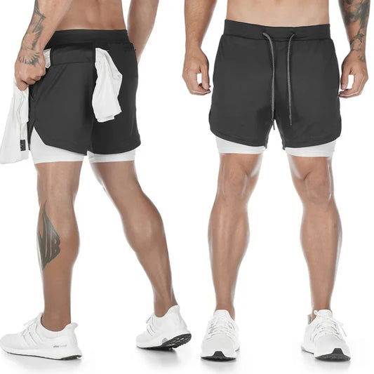 Men’s 2-in-1 Quick-Dry Running Shorts – Workout, Gym, Beachwear