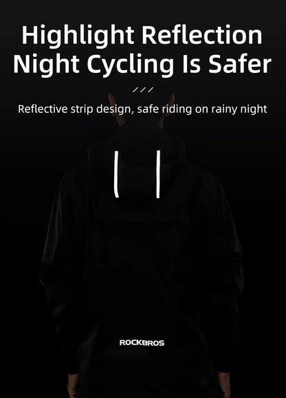 ROCKBROS Men’s Waterproof Cycling Rain Jacket – Breathable, Reflective Hooded Windbreaker (European Sizing)