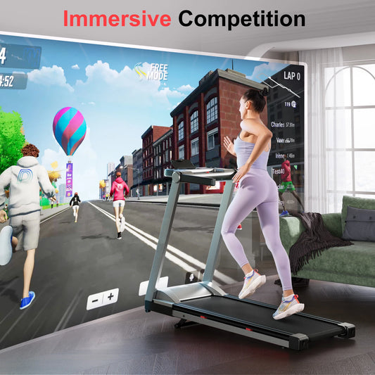 5HP Foldable Treadmill: Incline, Touch Screen, App Monitoring, 350LBS Capacity