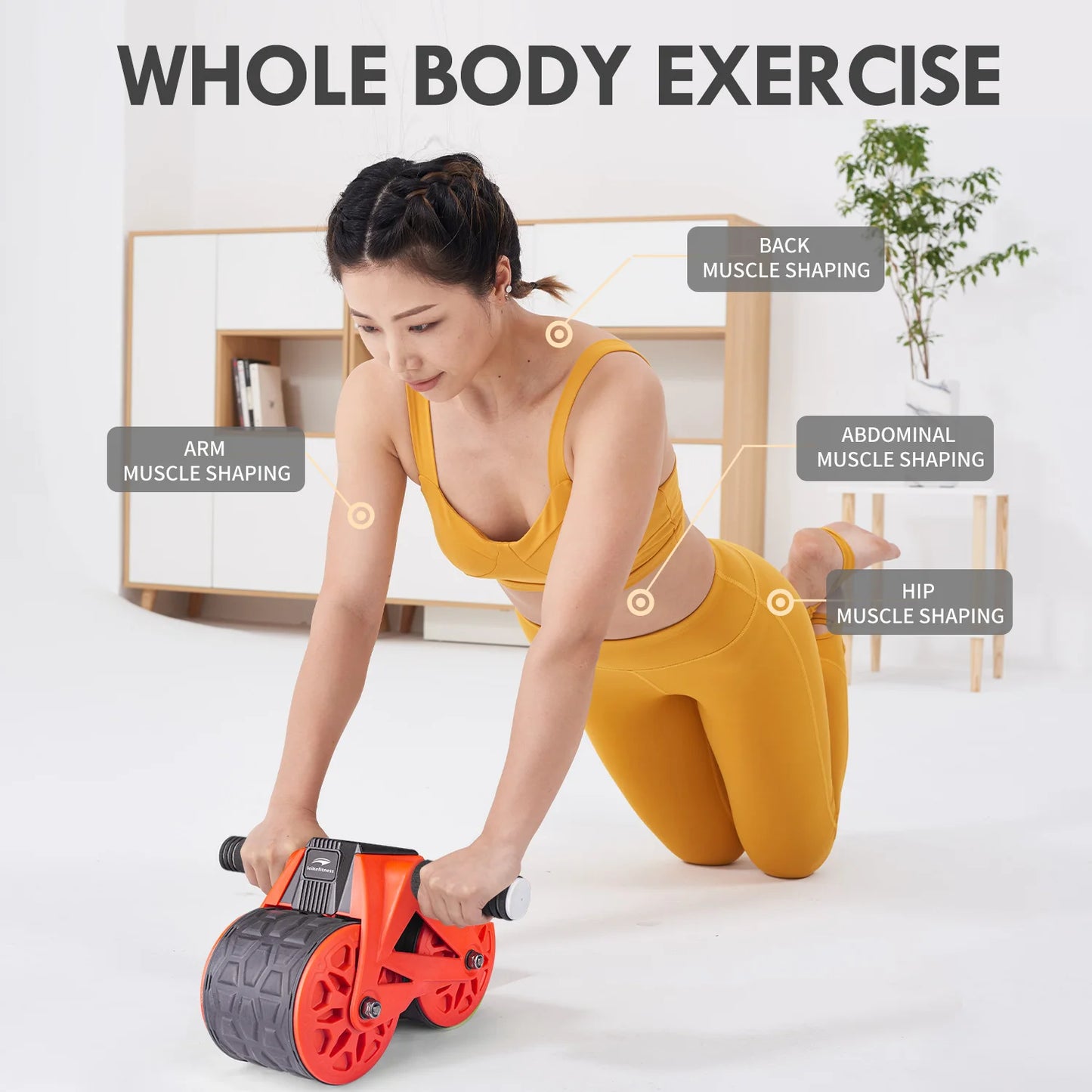 Ab Wheel Roller with Automatic Rebound and Knee Pad, Core Ab Trainer with Smart Display, Ab Workout Equipment