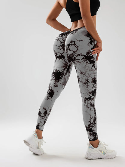 US Local Women‘s Spandex, Tie Dye Scrunch Butt Lifting V Back Leggings, Buttery Soft High Waist Booty Yoga Pants