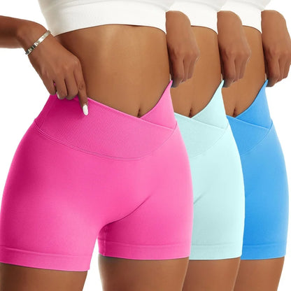 3-Pack Women's High-Waist Scrunch Butt Yoga Shorts – Peach Hip Biker Shorts for Running, Workout, and Gym
