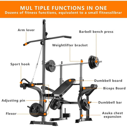 600lb Adjustable 6-in-1 Weight Bench: Full Body Workout with Leg Extension/Curl.