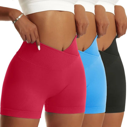 3-Pack Women's High-Waist Scrunch Butt Yoga Shorts – Peach Hip Biker Shorts for Running, Workout, and Gym