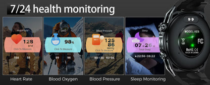 New Smart Watch KE6 1.43" AMOLED Display Men Black Sports Watch, KE Series Bluetooth, Call Health Monitor, IP68 Waterproof