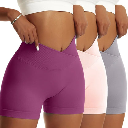 3-Pack Women's High-Waist Scrunch Butt Yoga Shorts – Peach Hip Biker Shorts for Running, Workout, and Gym