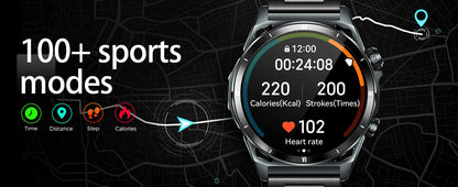 New Smart Watch KE6 1.43" AMOLED Display Men Black Sports Watch, KE Series Bluetooth, Call Health Monitor, IP68 Waterproof