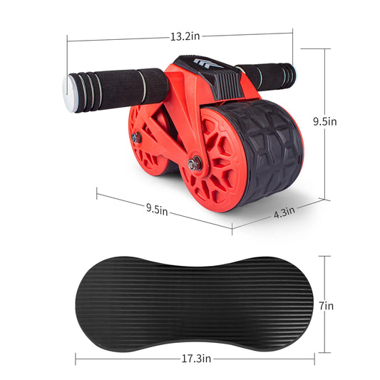 Ab Wheel Roller Automatic Rebound with Knee Pad Mat, Core Muscle Ab Trainer with Intelligent Display, Ab Workout Equipment
