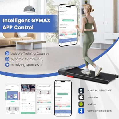 340lbs Under Desk Walking Pad Treadmill with Remote, App Control, LED Display, Built-in Wheels, and No Assembly Required
