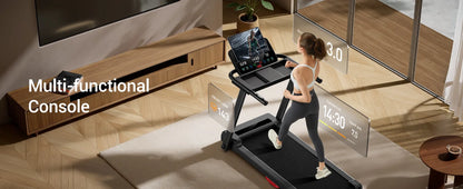 3.0HP Brushless Folding Treadmill | 300 lb Capacity | Heart Rate Monitor & Dual Shock Absorption | Cup/Phone Holder | Quiet Operation