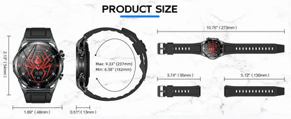 New Smart Watch KE6 1.43" AMOLED Display Men Black Sports Watch, KE Series Bluetooth, Call Health Monitor, IP68 Waterproof
