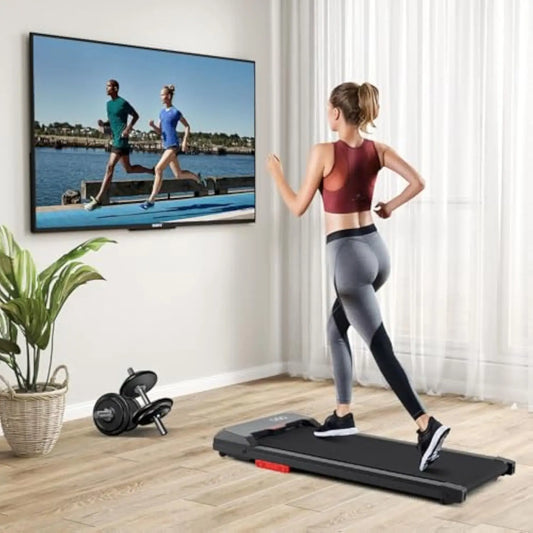 340lbs Under Desk Walking Pad Treadmill with Remote, App Control, LED Display, Built-in Wheels, and No Assembly Required