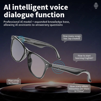 Smart Glasses: Wireless Bluetooth with Mic, Speakers, Touch Control, Voice Assistant & Translation.