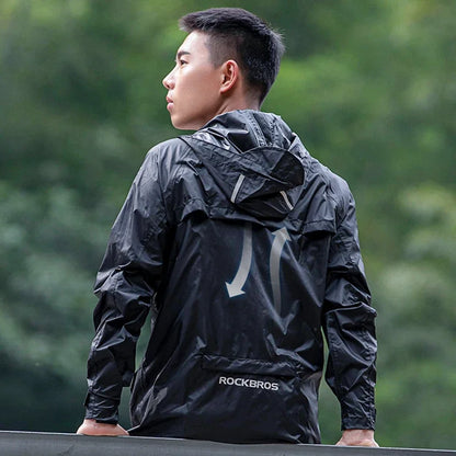 ROCKBROS Men’s Waterproof Cycling Rain Jacket – Breathable, Reflective Hooded Windbreaker (European Sizing)