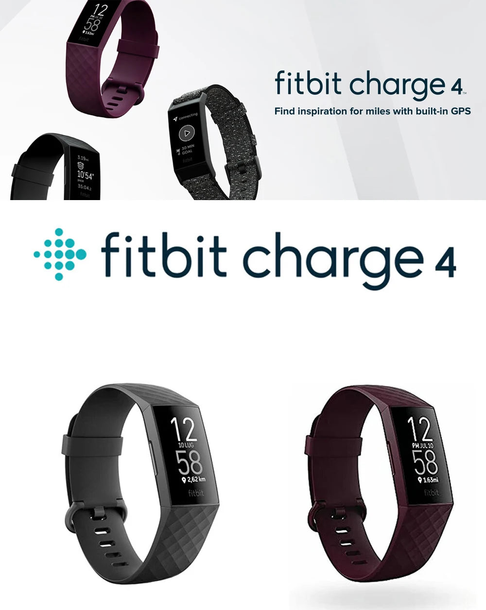 New Original Fitbit Charge 4 Fitness and Activity Tracker GPS Heart Rate Tracker Monitor Smart Watch