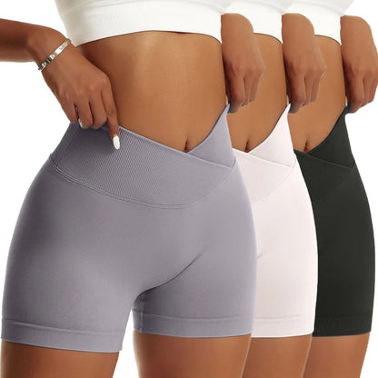 3-Pack Women's High-Waist Scrunch Butt Yoga Shorts – Peach Hip Biker Shorts for Running, Workout, and Gym