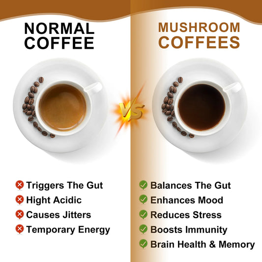 BWEORTHS Mushroom Coffee 120G for Immunity and Focus Health Boost Memory Non-GMO, Gluten-Free 1 Spoonful Per Day